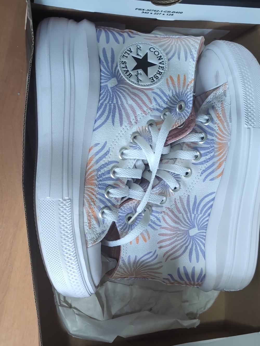 Converse High Top Sneakers in White with Lavender and Peach Floral Print